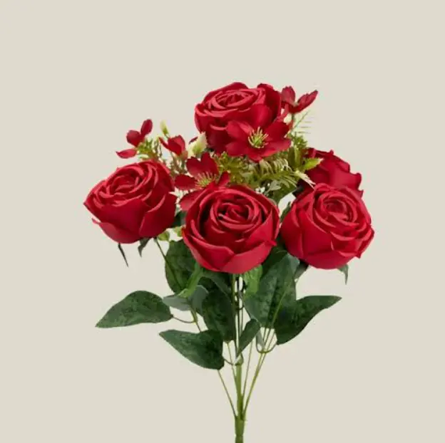 Ramo Rosa Artificial Rojo Altura 44cm 20512